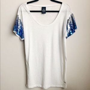 PINK Sequin Sleeve Tee